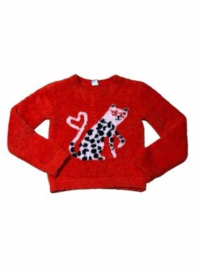 Harper Canyon Red Leopard Fuzzy Sweater Girls 3T